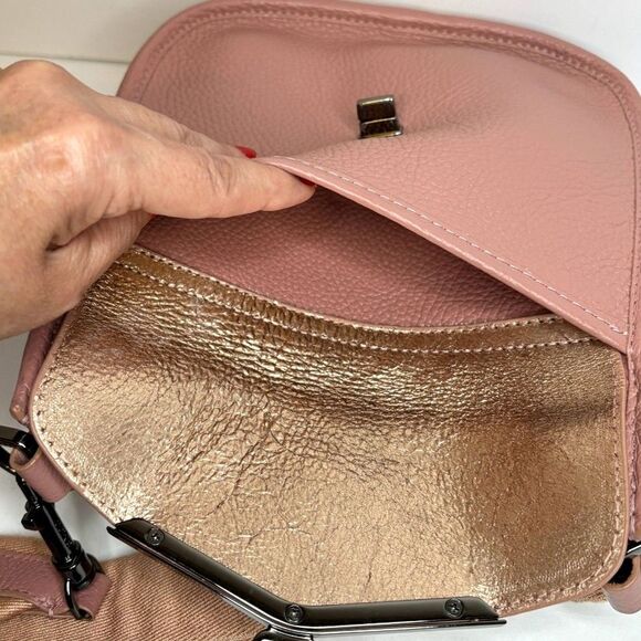 Valentina Botkier Saddle Leather Hobo Blush Pink Crossbody Shoulder Bag Womens - Picture 9 of 11